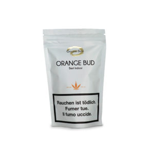 Verpackung von Genuine der Sorte Orange Bud in Weiß.